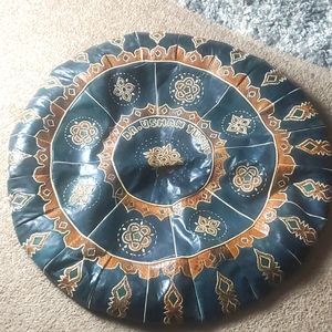 30" pillow cover blue leather w snake trim